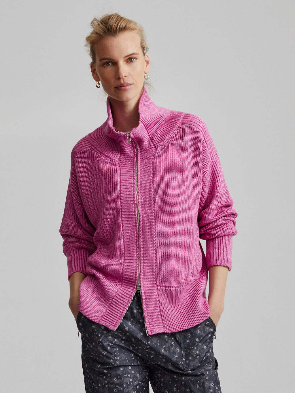 Varley, Whitney Knit Jacket, Metallic Super Pink