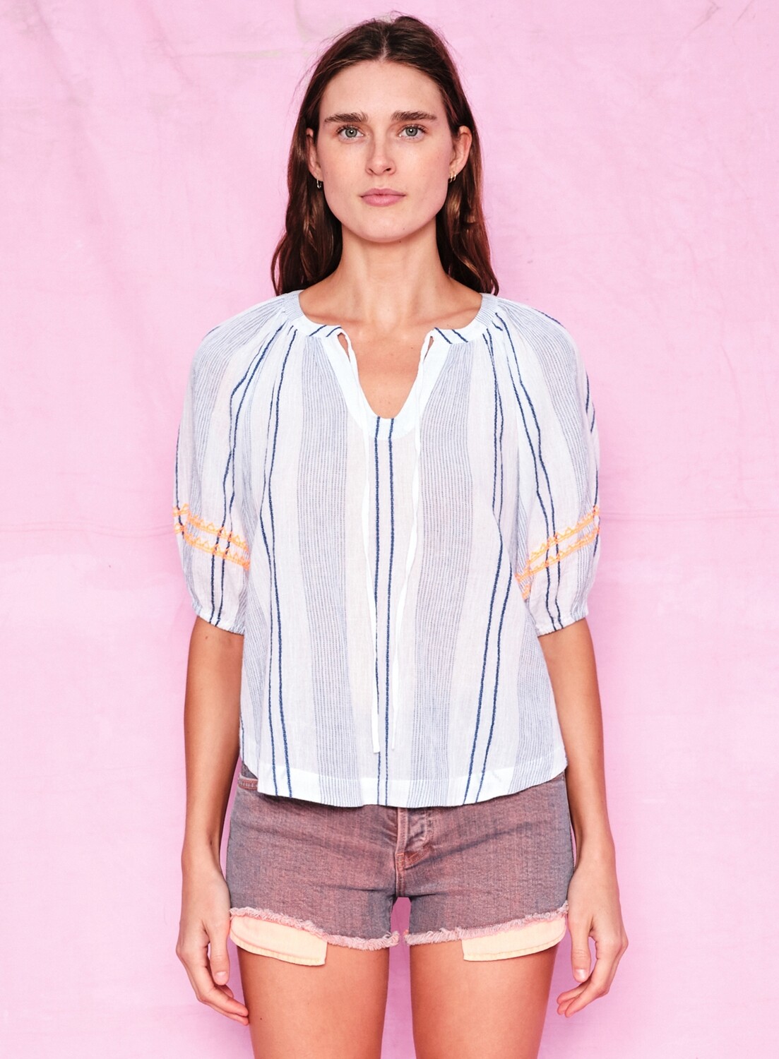 Sundry, Embroidered Blouse, White