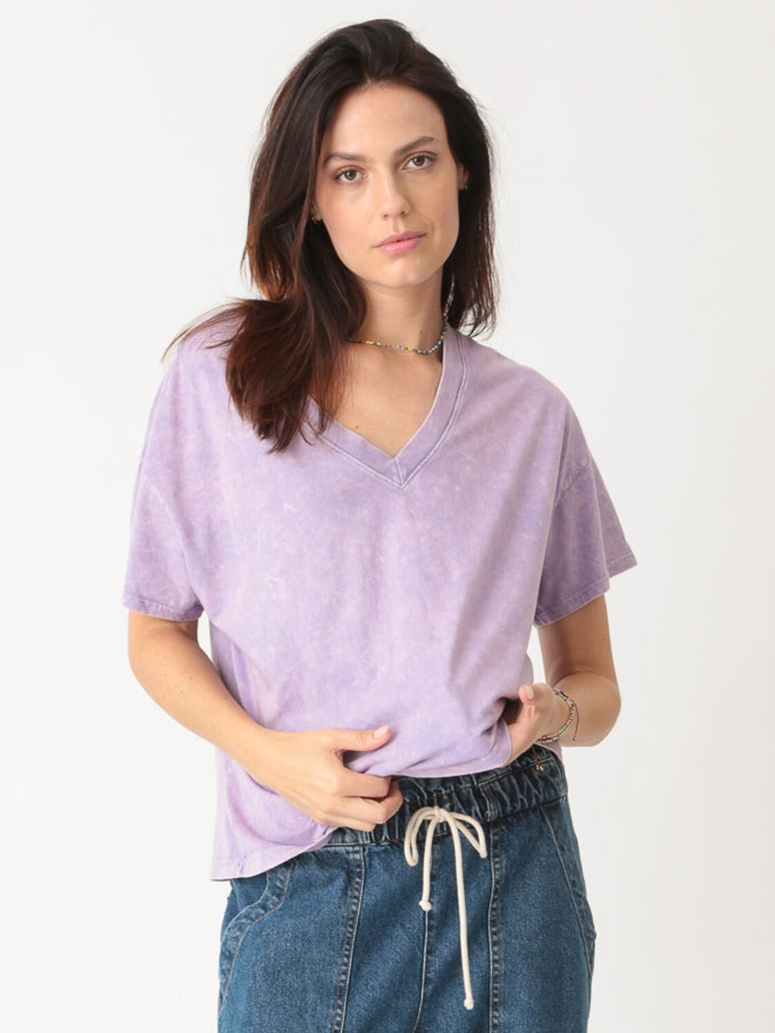 Electric and Rose, Chase V Neck Tee, Lavender