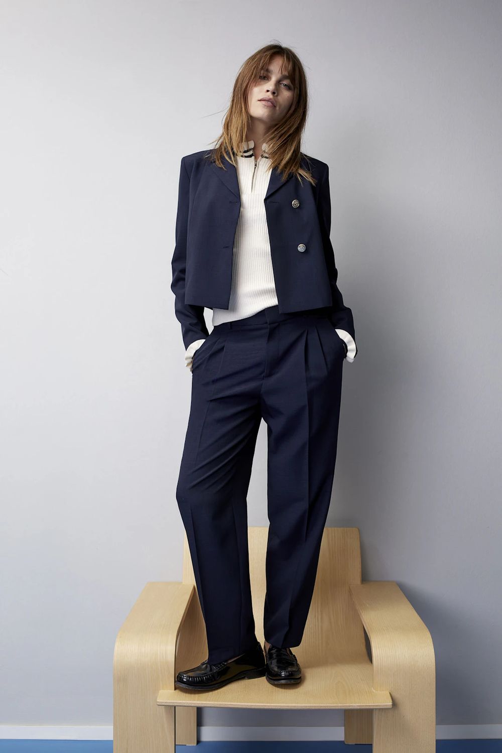 Oui, 91738 , Trousers, Dark Blue