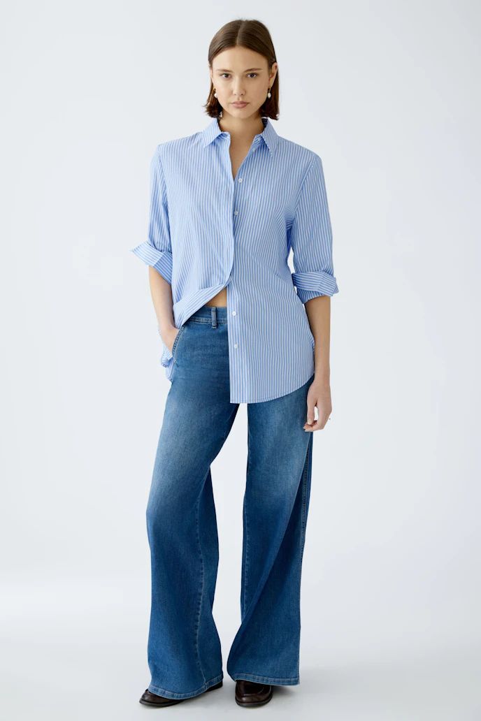 Oui, 91888, Blouse, Blue/White
