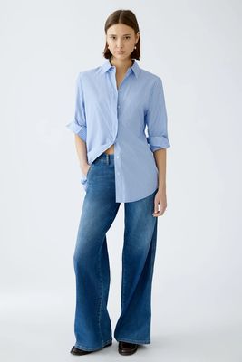 Oui, 91888, Blouse, Blue/White