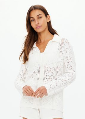 The Upside, LAVALLIERE MALIA KNIT  SHIRT, White