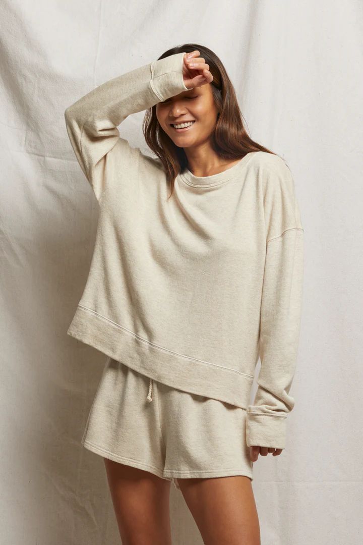 Perfect White Tee, Tyler, French Terry Pullover, Oatmeal
