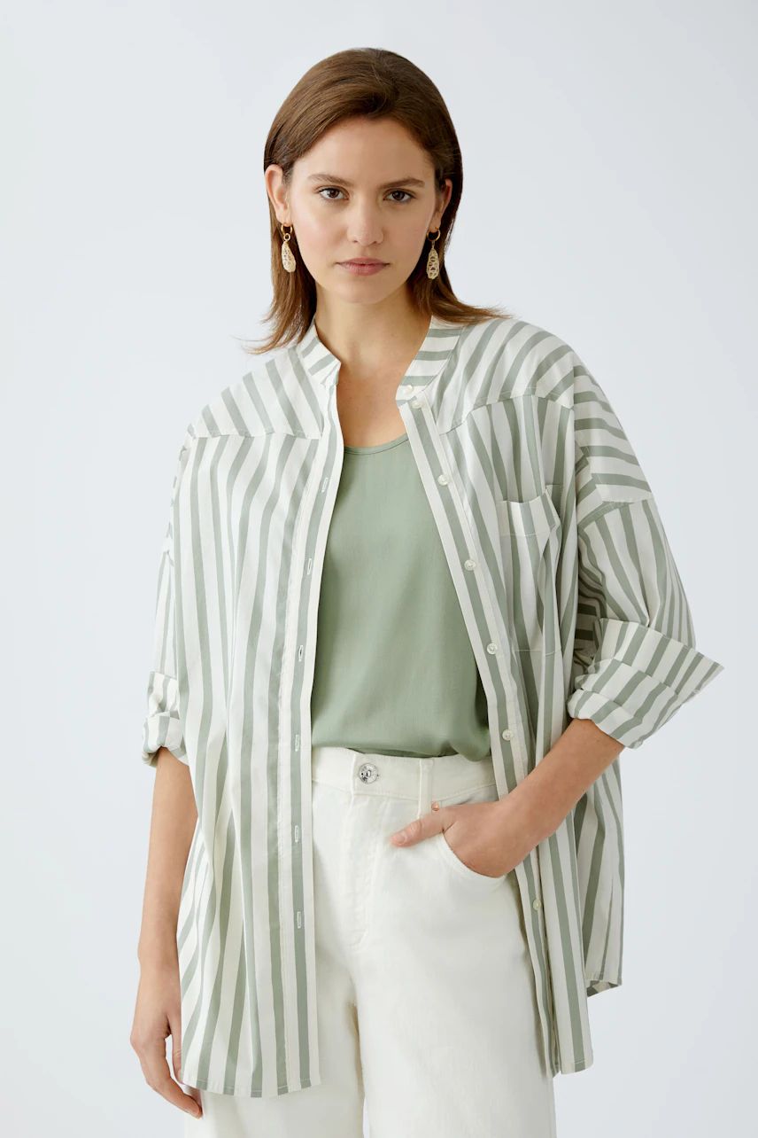 Oui, 92937, Blouse, Green/White