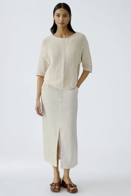 Oui, 92882, Linen Skirt, Biscuit