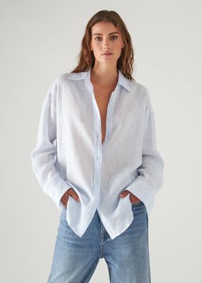 Patrick Assaraf, Linen Stripe Boyfriend Shirt
