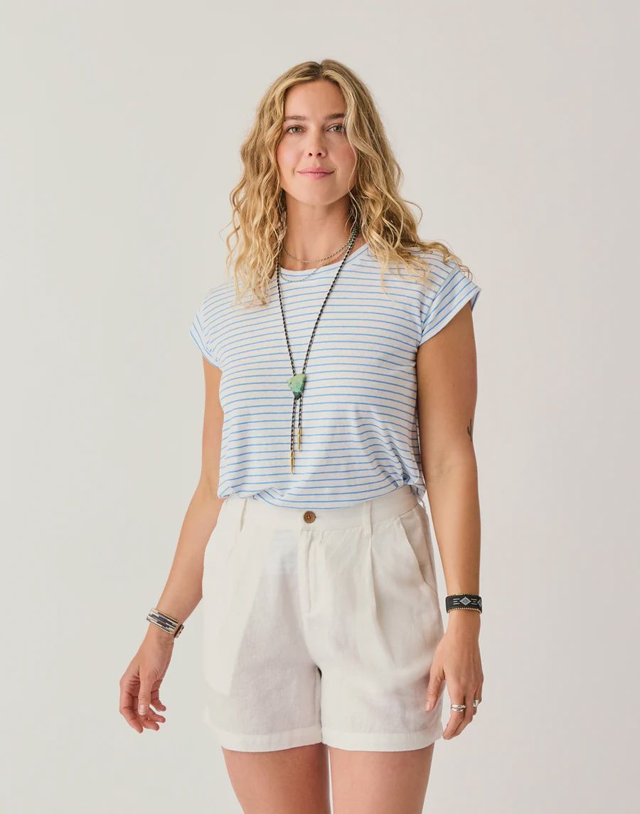 Carve Designs, Astrid Hemp Tee, Cloud Stripe