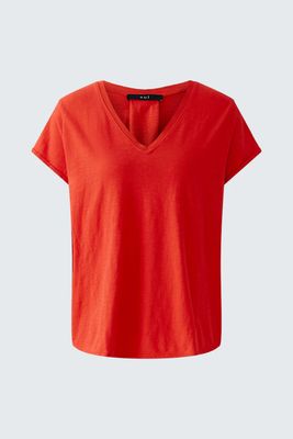 Oui, 93662, V Neck T-Shirt, Lipstick Red