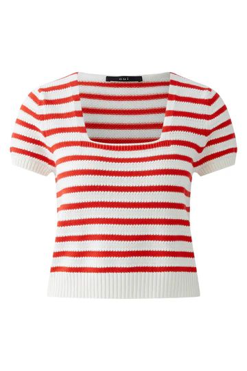 Oui, 93709, Pullover, White/Red