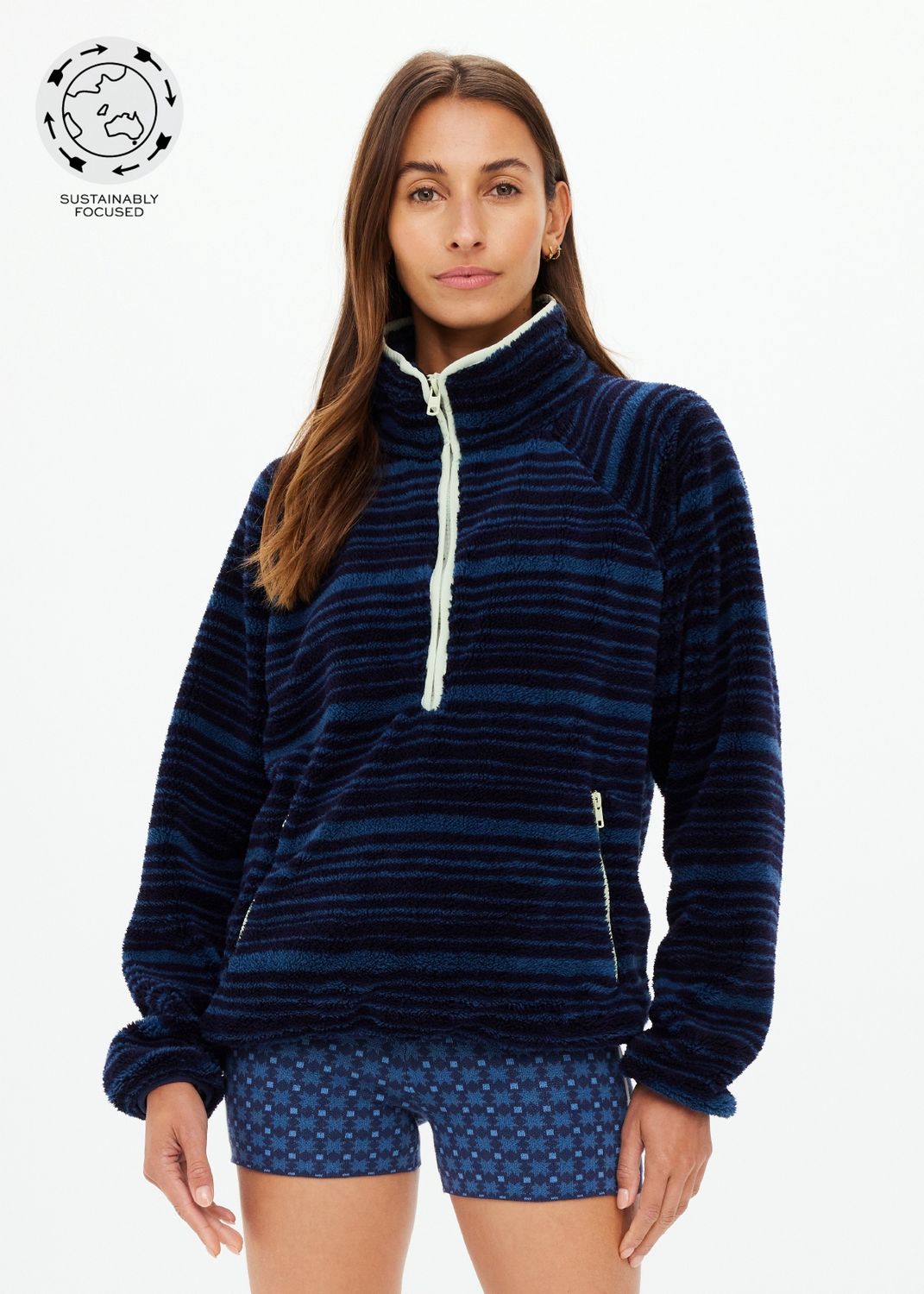 The Upside, HARLOW FLEECE PULLOVER, Stripe
