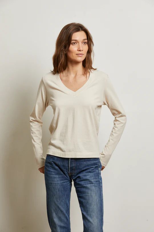 Perfect White Tee, Sinatra RINGSPUN COTTON LS VNECK,