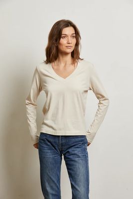 Perfect White Tee, Sinatra RINGSPUN COTTON LS VNECK,