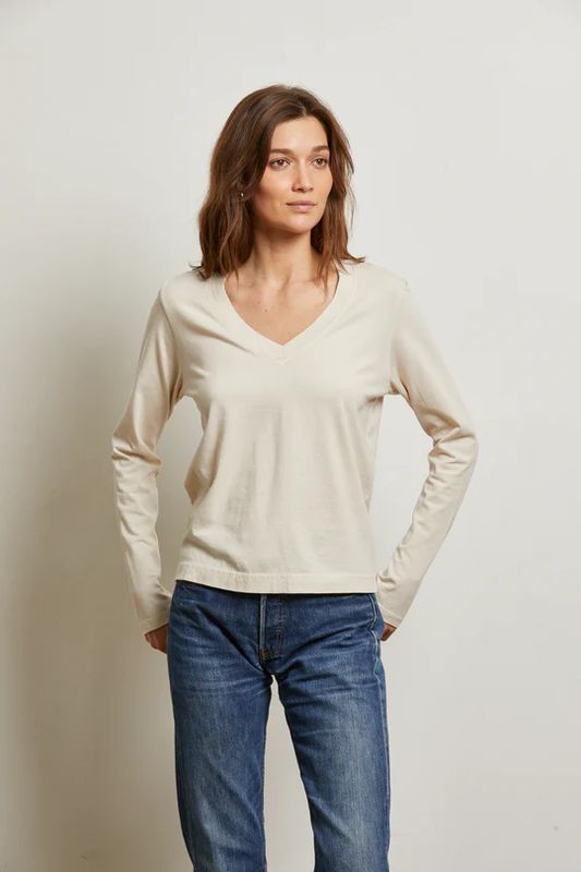 Perfect White Tee, Sinatra RINGSPUN COTTON LS VNECK,