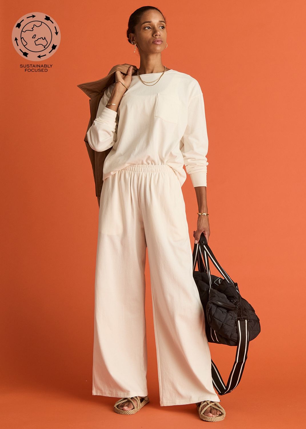 The Upside, SOHO TOKIO WIDE LEG  PANT, Creme