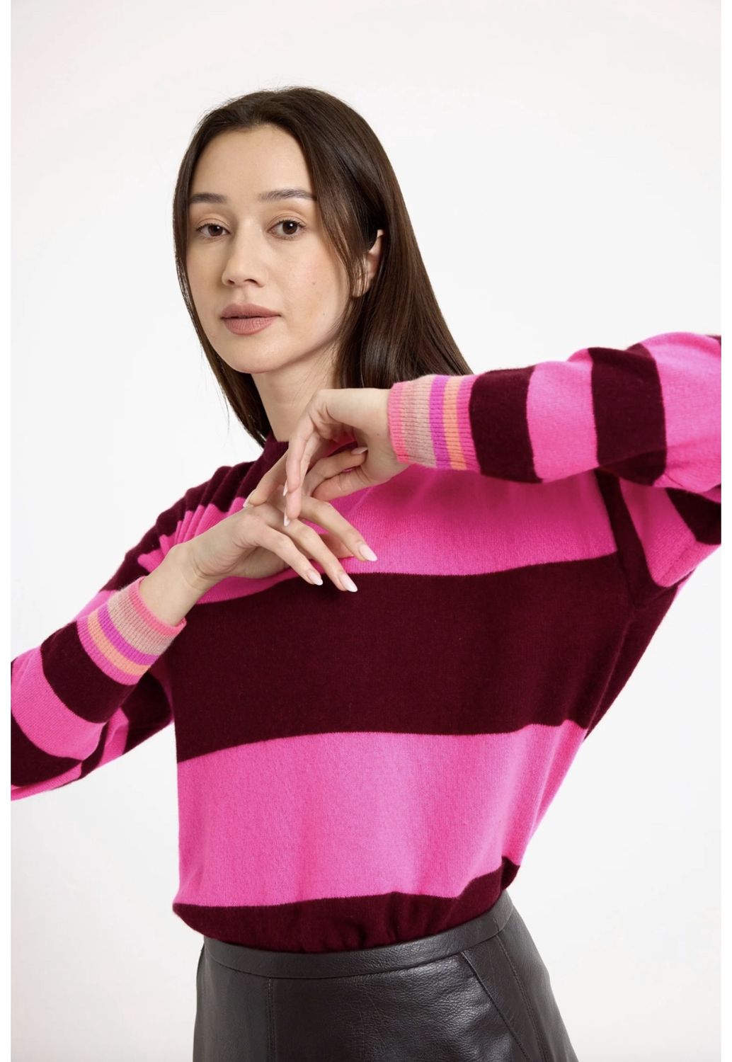 Brodie, MOLLY STRIPE CREW, Cherry Stripe