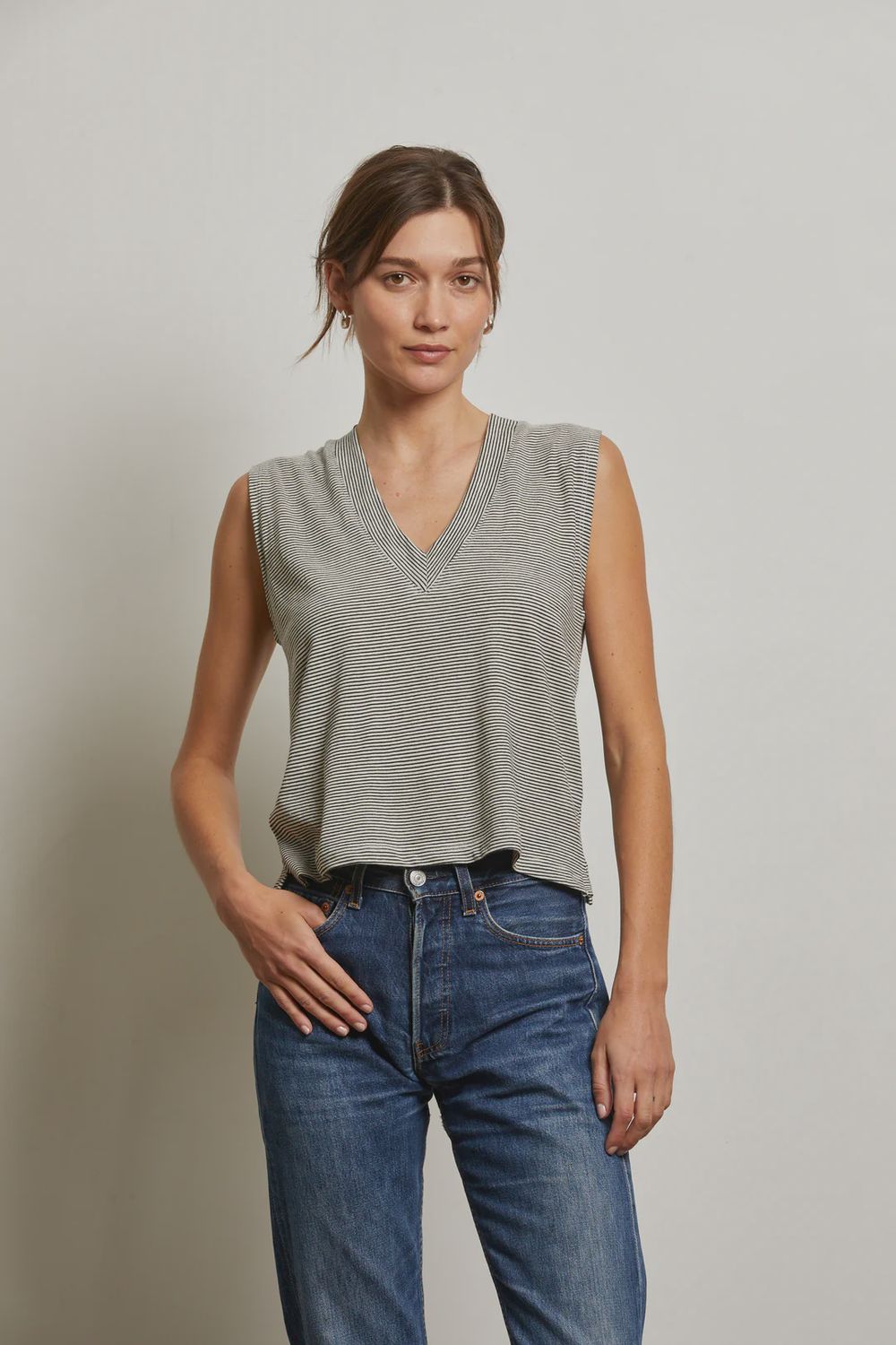 Perfect White Tee, Lucy Linen Sleeveless V Neck