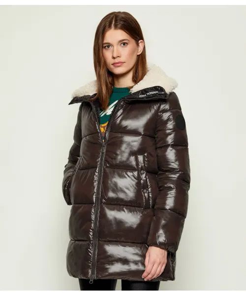 Save the Duck, Bonita Faux Shearling Coat, Brown Black