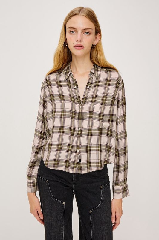 Rails, Malin Button Down, Olive Brown Cream