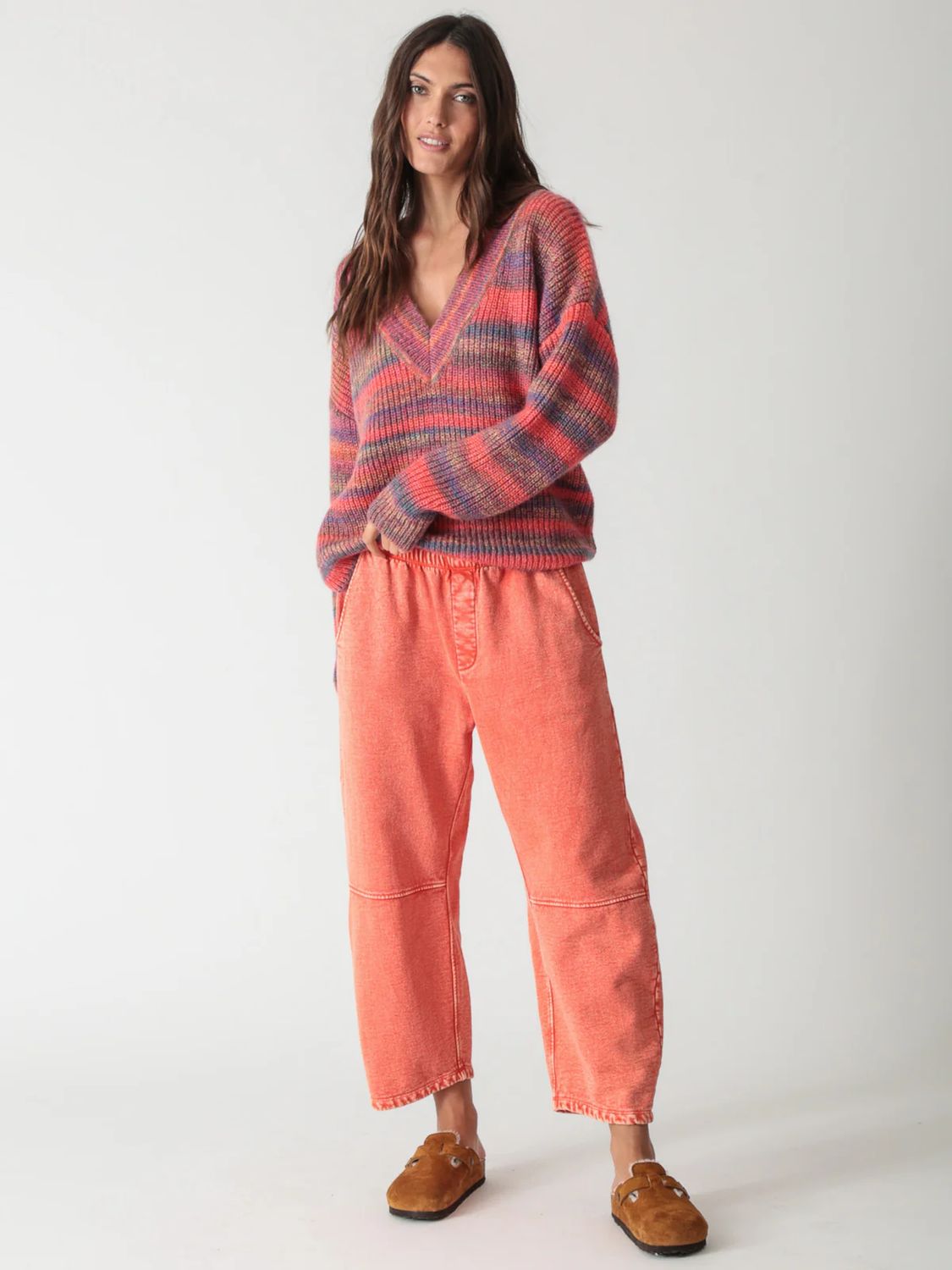 Electric and Rose, Barrel Pant, Coral Acid Wash