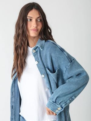 Electric and Rose, Boyfriend Thermal Shirt, Indigo Acid Wash