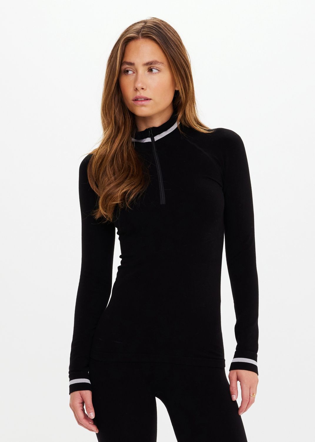 The Upside, Wool Seamless Base 1/4 Zip, Black