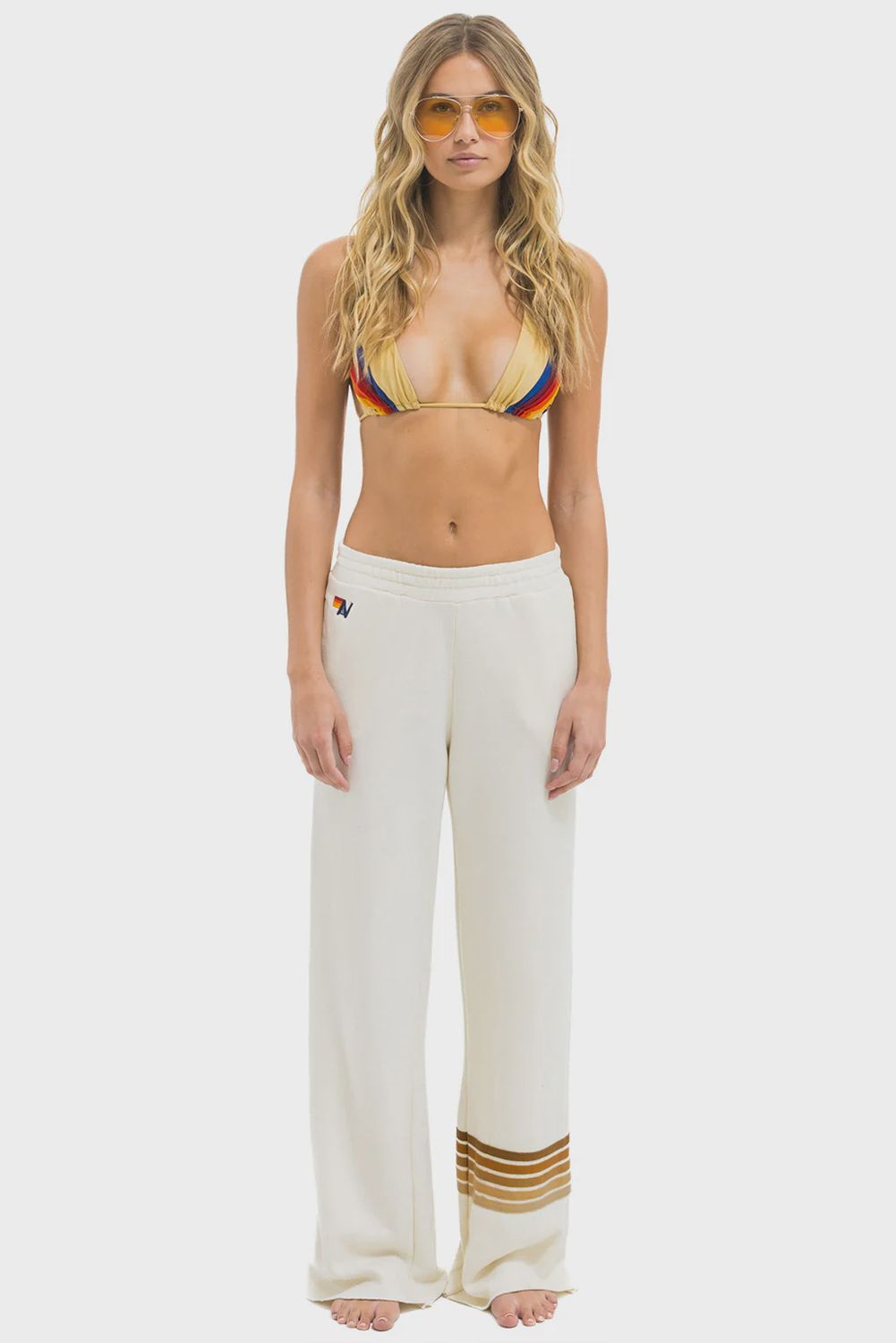 Aviator Nation, RUGBY STITCH - WOMENS WIDE LEG POCKET SWEATPANT