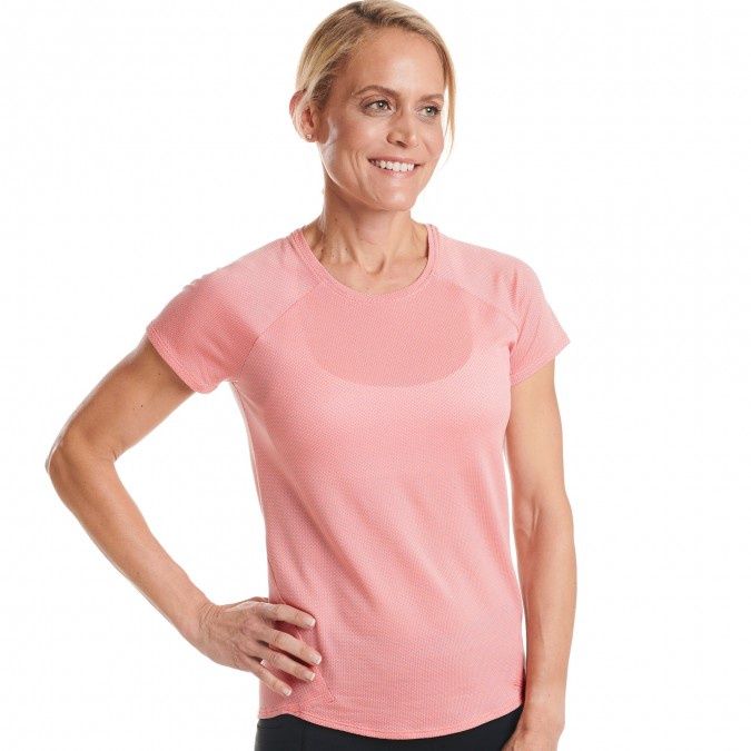 Oiselle, Flyout Short Sleeve, Fast Pink