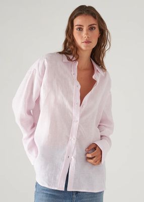 Patrick Assaraf, Linen Stripe Boyfriend Shirt