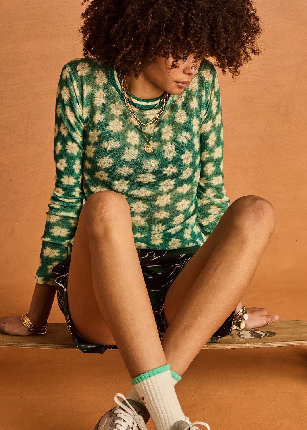 The Upside, Latania Ada Long Sleeve Knit, Jade Print