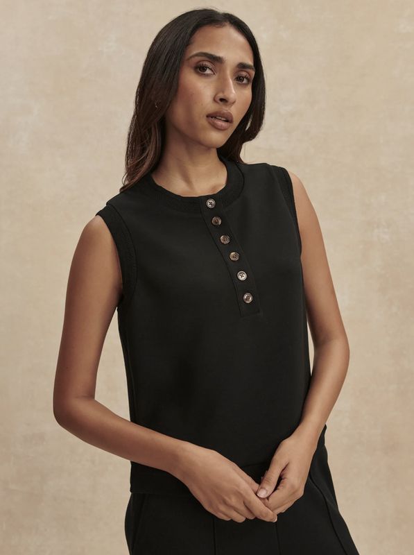 Varley, Marla Button Placket Tank, Black