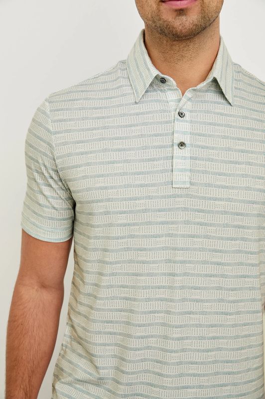 Rails, Merced Golf Polo, SASHIKO BORDER WHITE