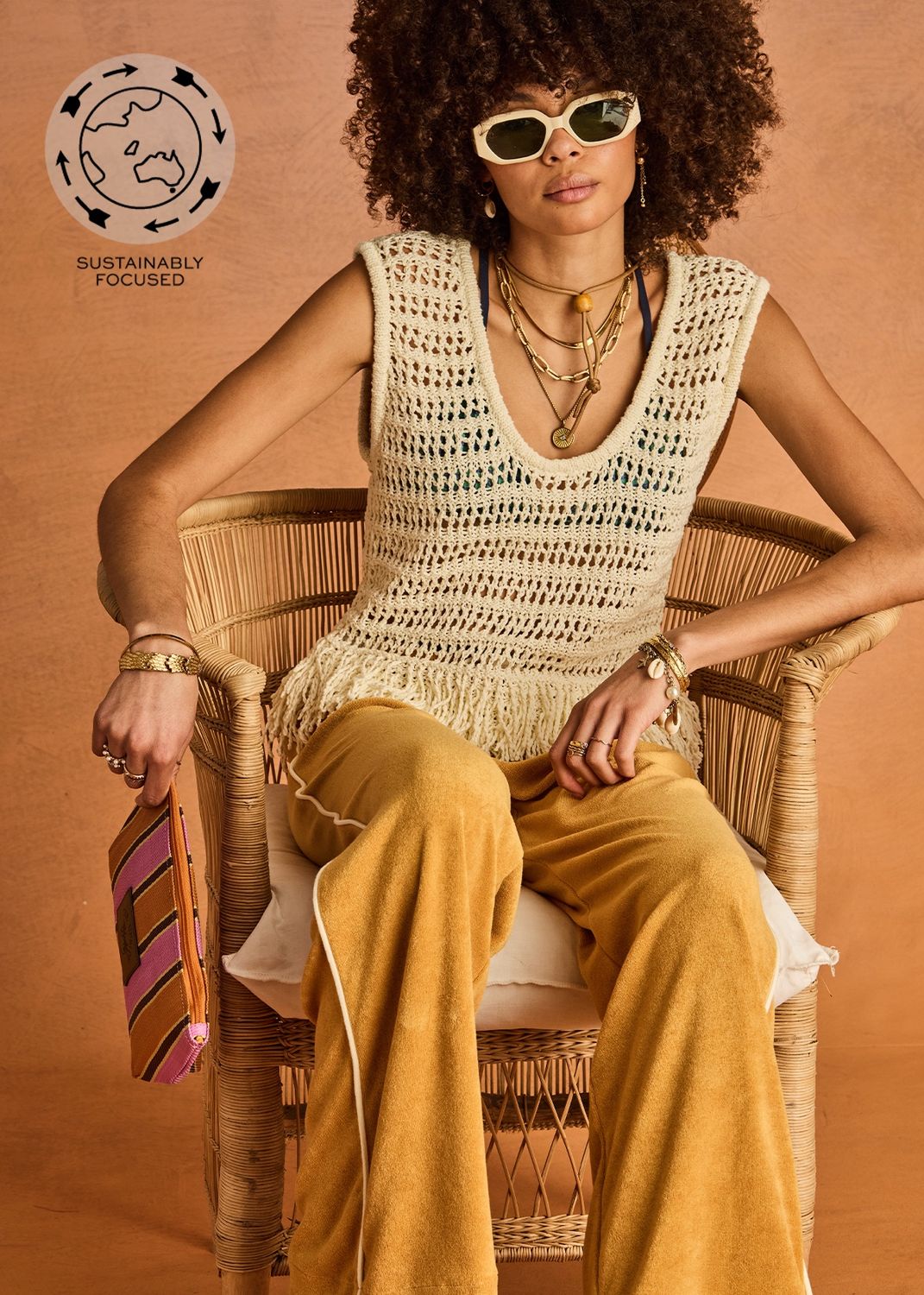 The Upside, Kamali Knit Fringe Top, Cream