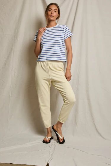 Perfect White Tee, Everett, Jersey Stripe Boxy Crewneck Tee,  Cobalt Stripe