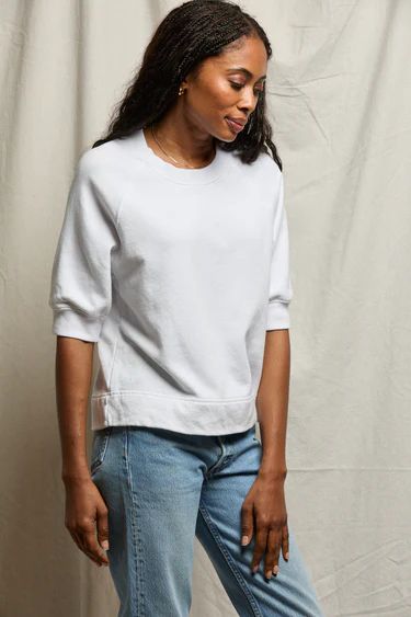 Perfect White Tee, Effie Bubble Sleeve Sweatshirt, White