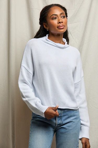 Perfect White Tee, Kiki Mock Neck Sweater