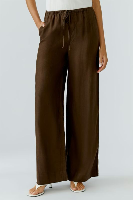 Oui, 97139, Linen Trousers, Demitasse