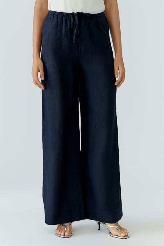 Oui, 97139, Linen Trousers, Dark Blue