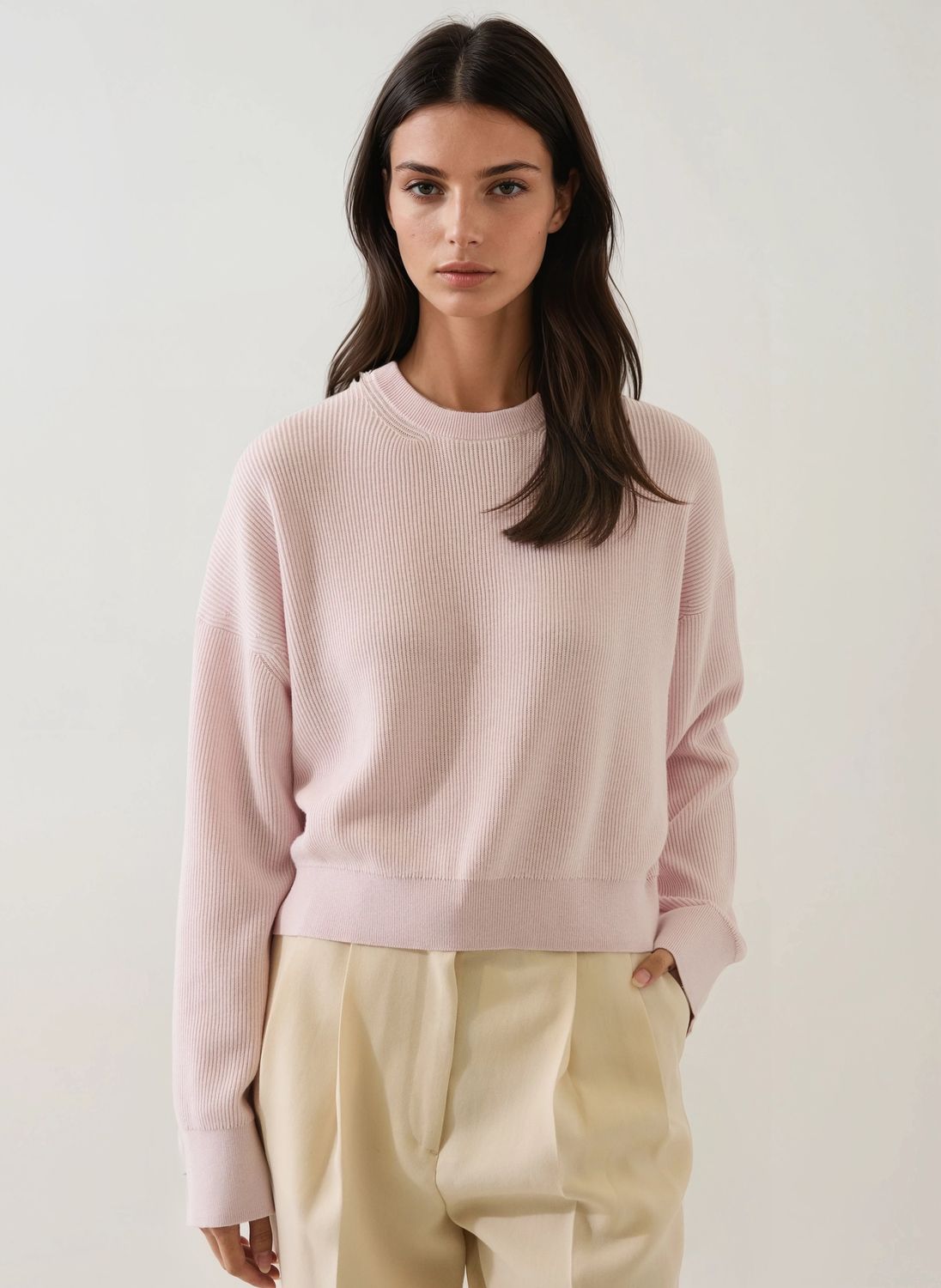 Patrick Assaraf, LS COTTON CASHMERE RELAXED RIB CREW