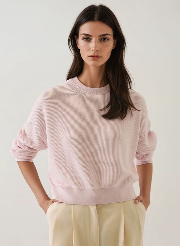 Patrick Assaraf, LS COTTON CASHMERE RELAXED RIB CREW