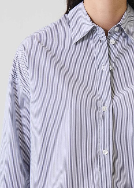 Patrick Assaraf, LS COTTON STRIPE BOXY SHIRT
