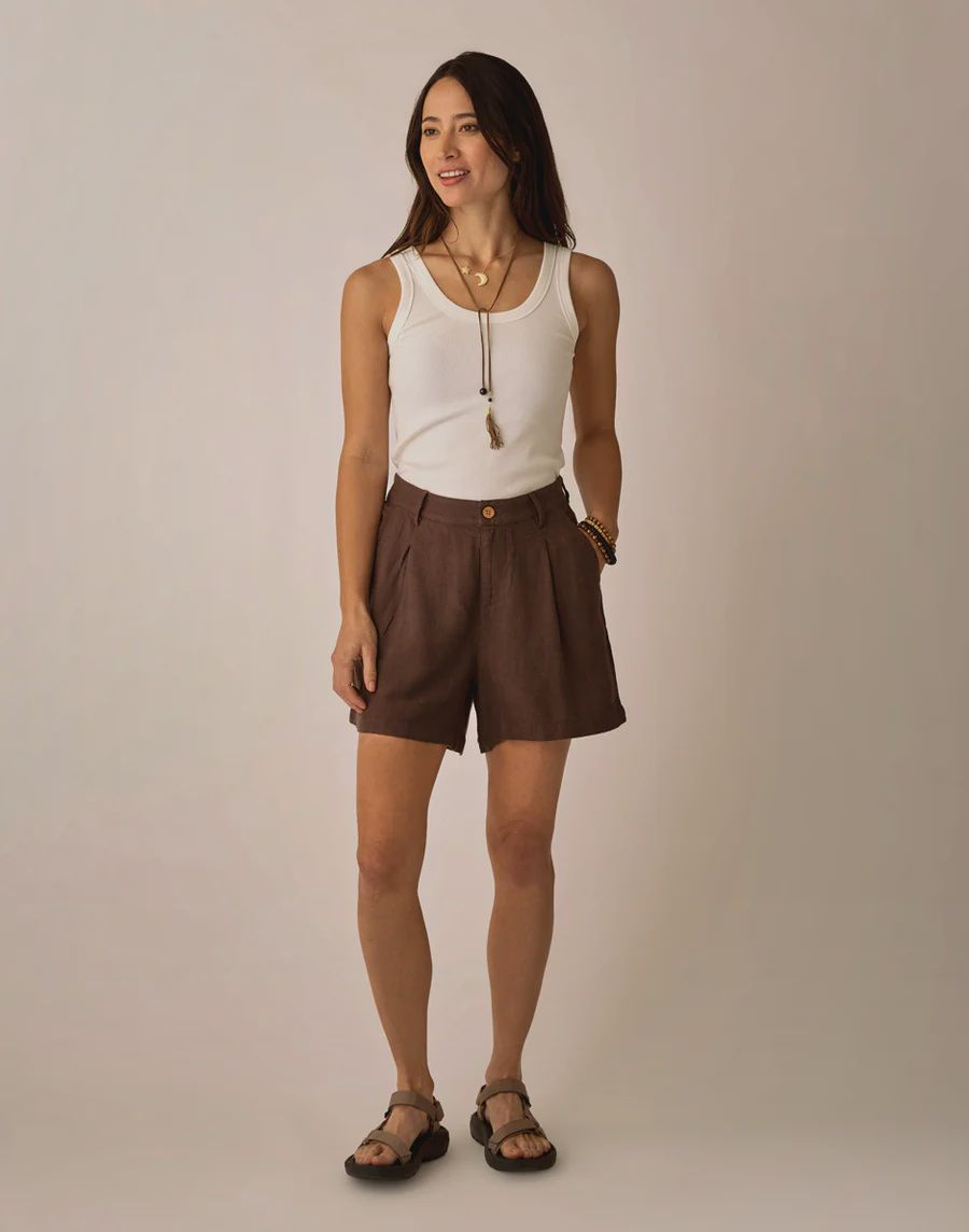 Carve Designs, Suki Linen Short, Coffee  Chambray