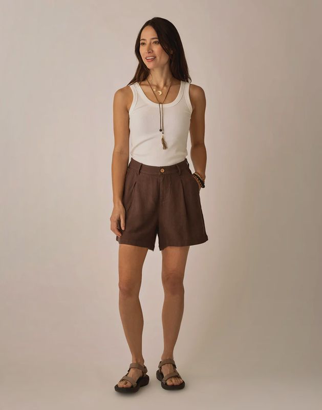Carve Designs, Suki Linen Short, Coffee  Chambray