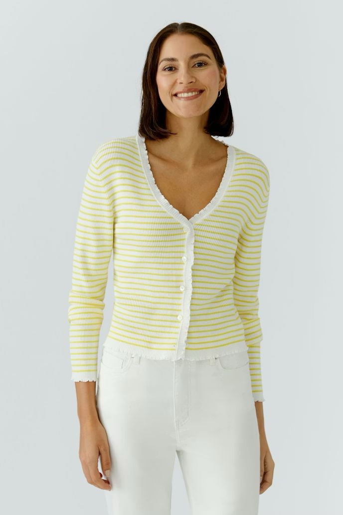 Oui, 97152, Knit Sweater, White/Yellow