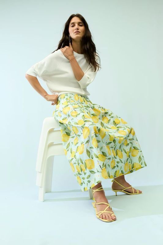 Oui, 97357, Skirt, Light Green/Yellow