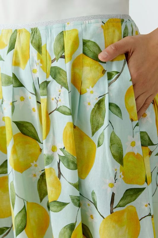 Oui, 97357, Skirt, Light Green/Yellow
