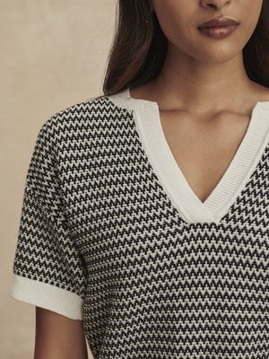 Varley, Dora Knit Top, Snow White/Black