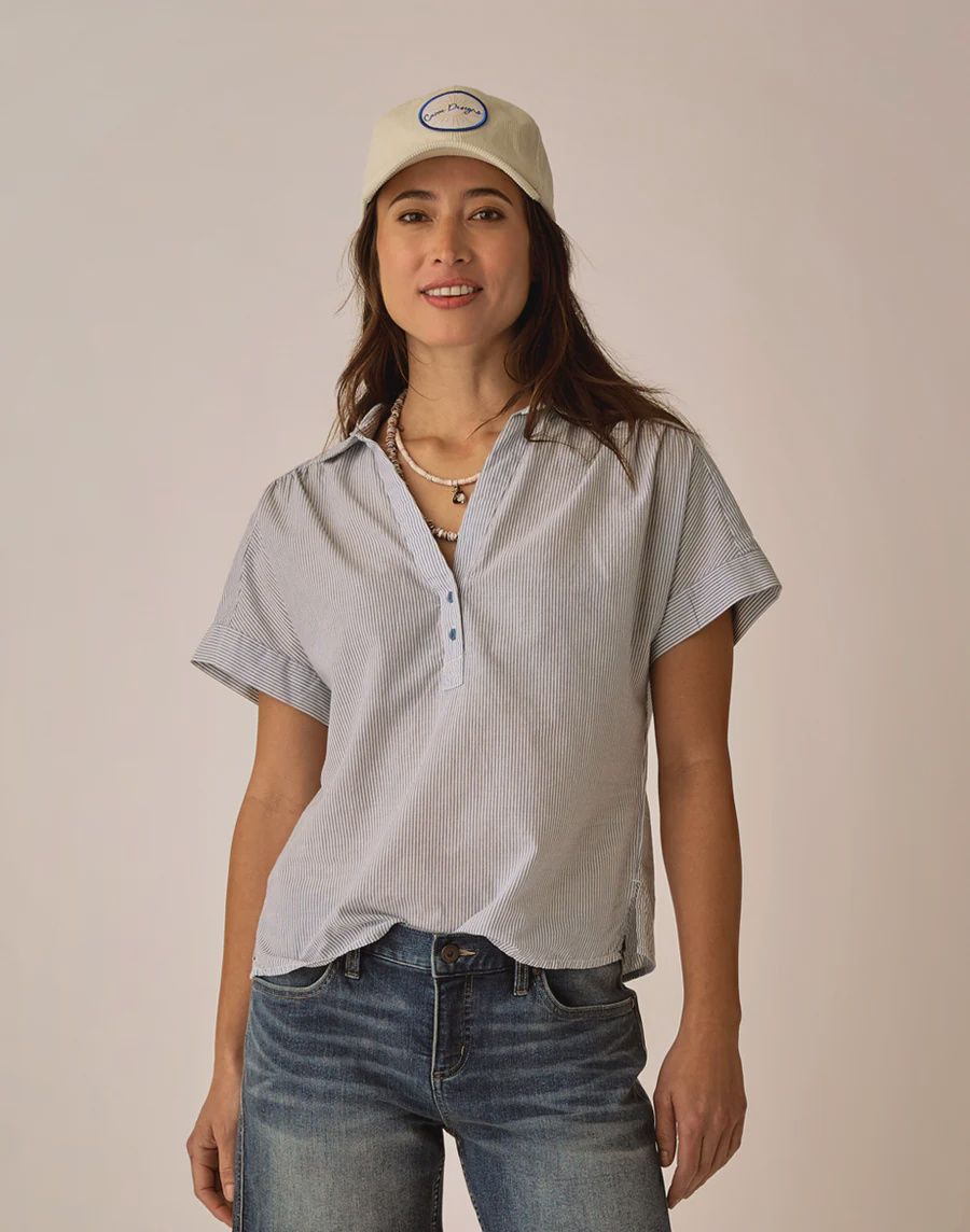 Carve Designs, Elliot Voile Top, Captain Pinstripe