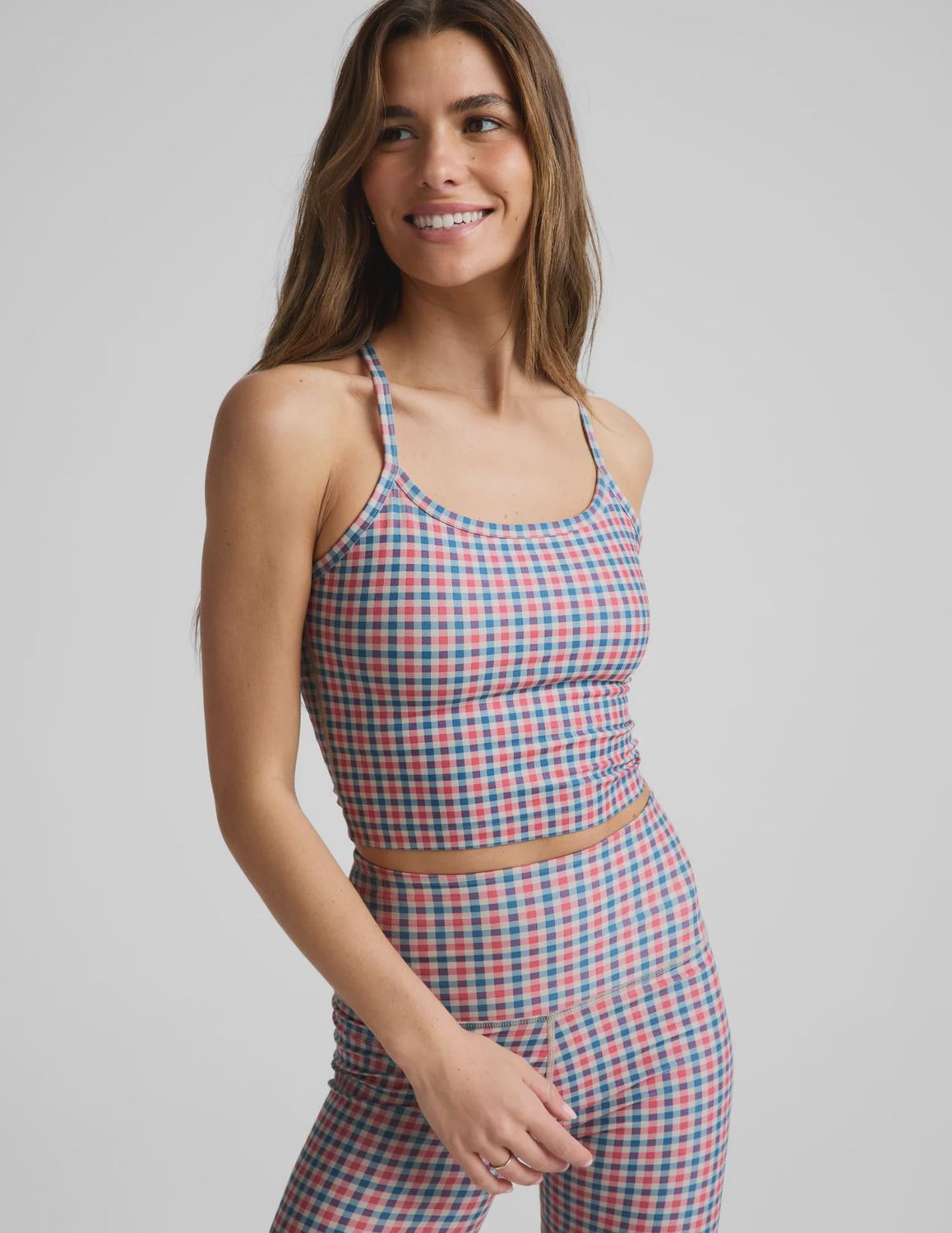 Beyond Yoga, Cropped Tank, Sunwashed Gingham