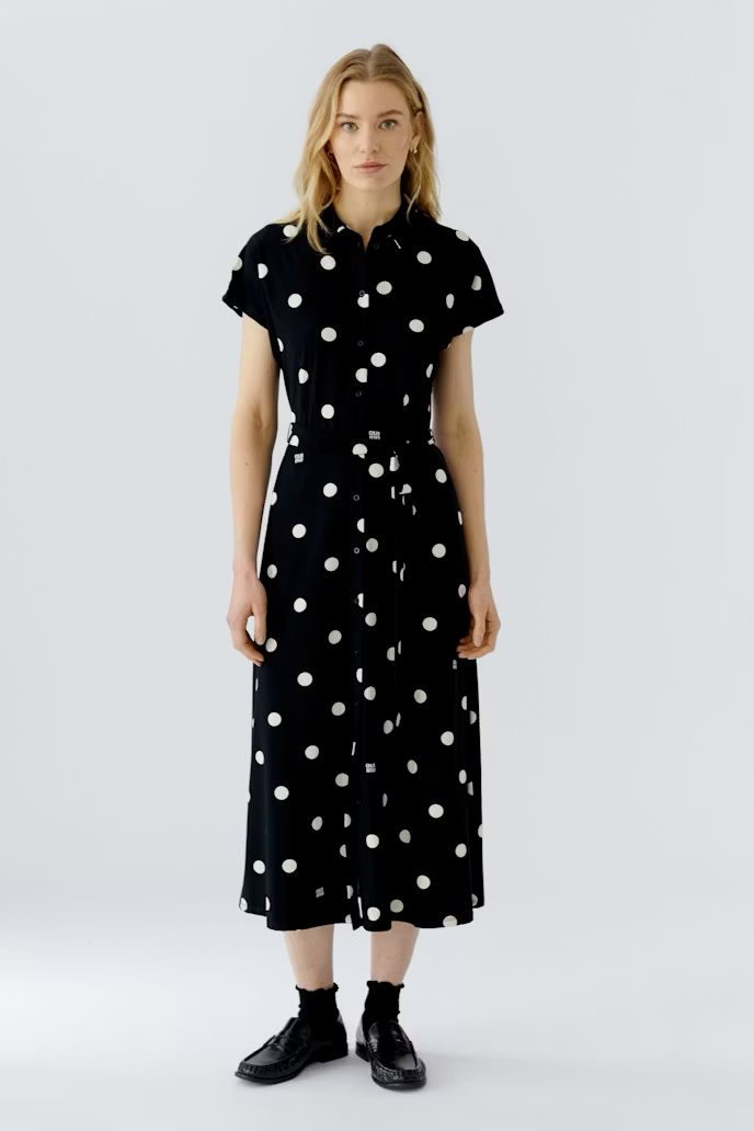 Oui, 98578, Dress, Black/Off White